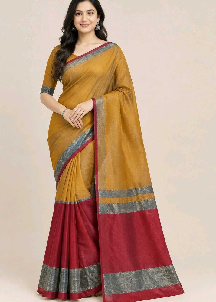 Elegant Ochre &amp; Red Saree