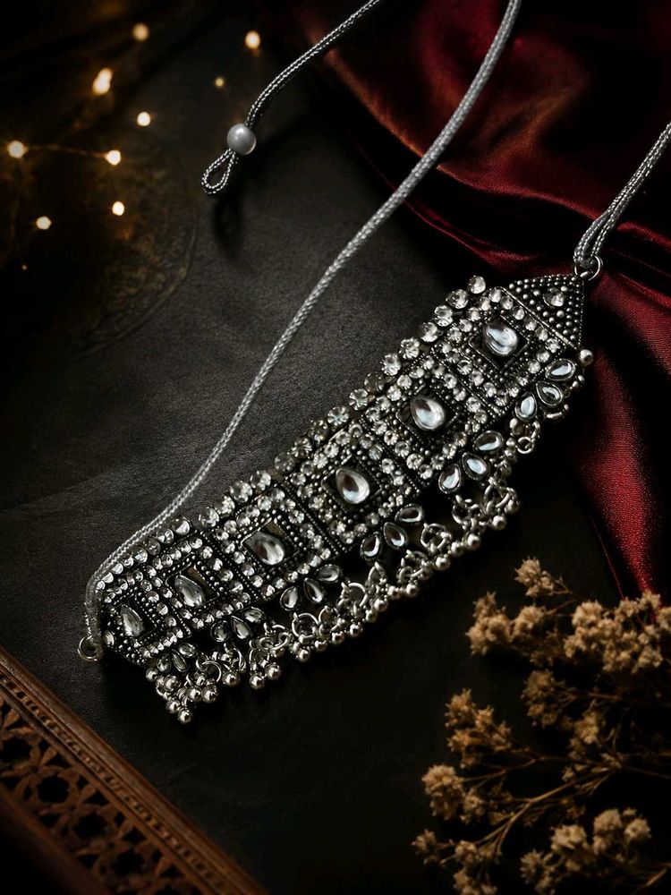 Exquisite Oxidized Silver Necklace Set