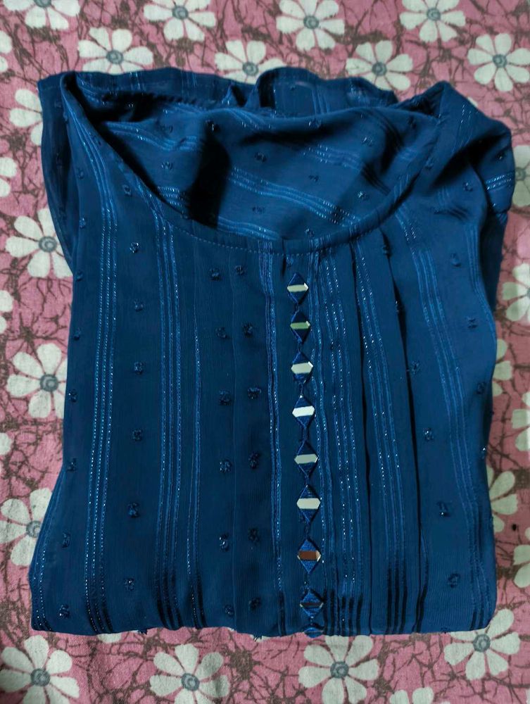 Elegant Blue Kurta with Mirror Work