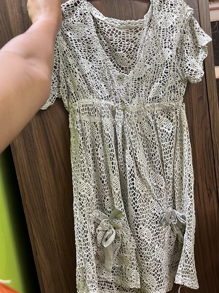 Grey Crochet Dress