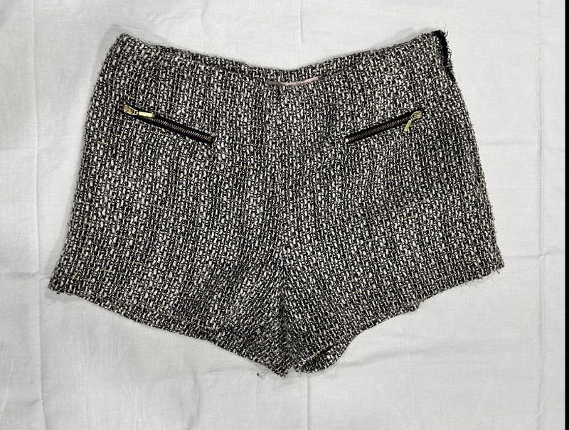 Tweed Zipper Pocket Shorts