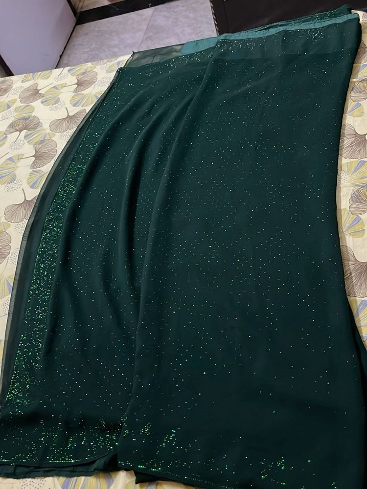 Elegant Green Embellished Saree