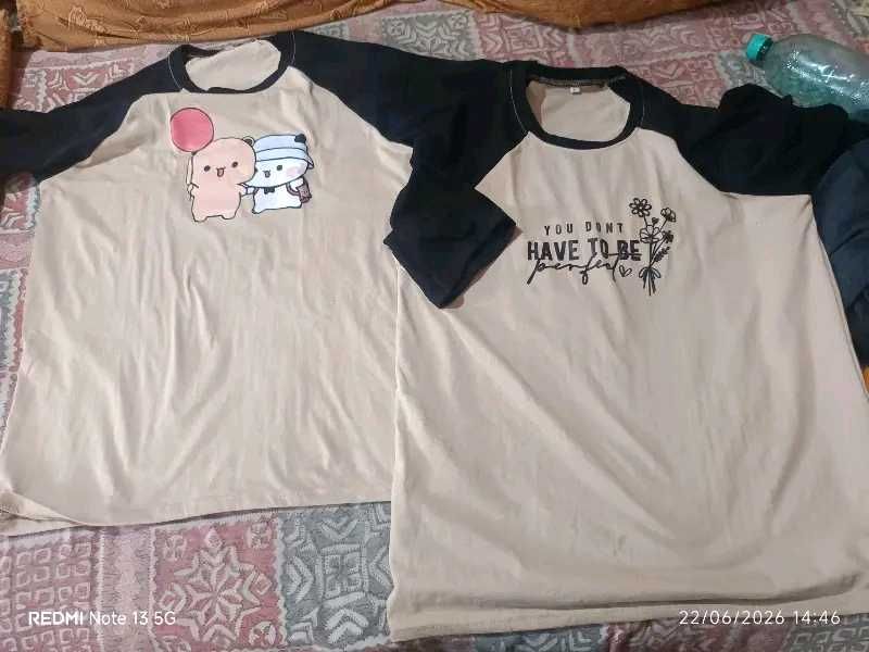 COMBO OF 2 Cute Graphic T-Shirts Set