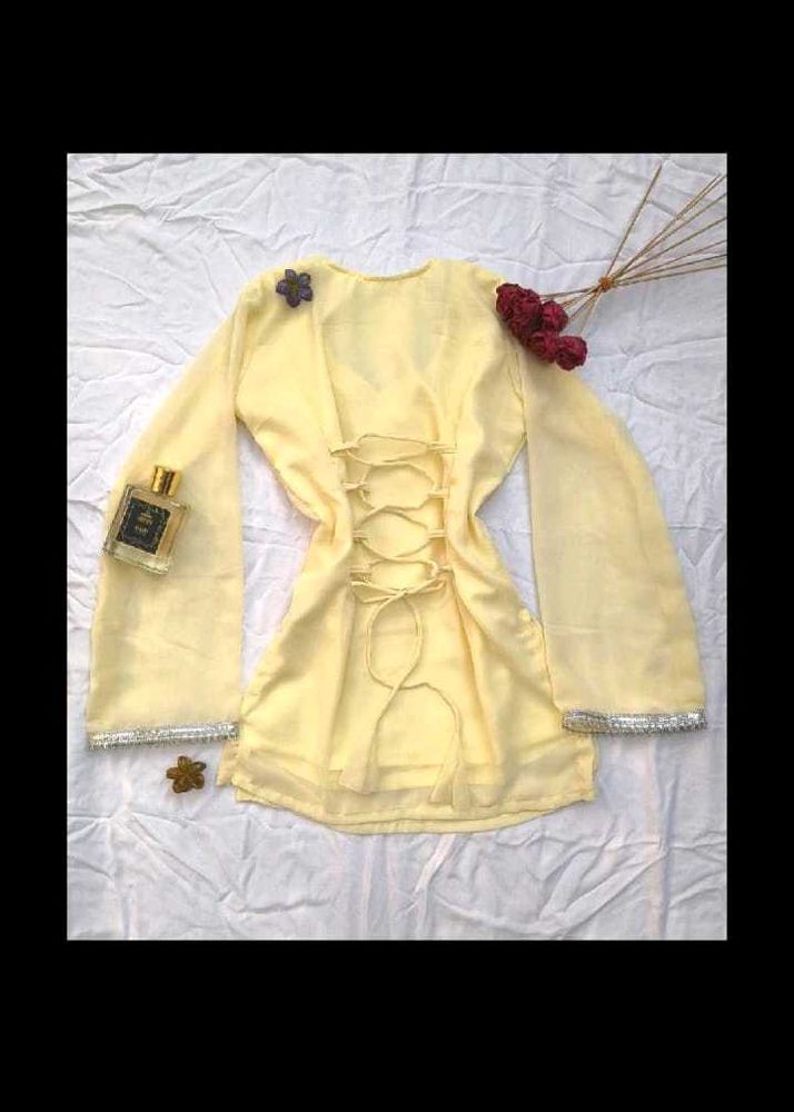 Yellow Tunic with Lace-up Detail