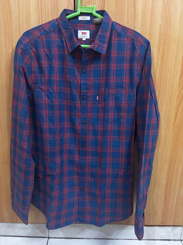 Levi's Blue &amp; Red Plaid Shirt