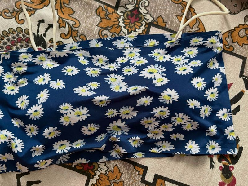 Blue Daisy Print Tube Top