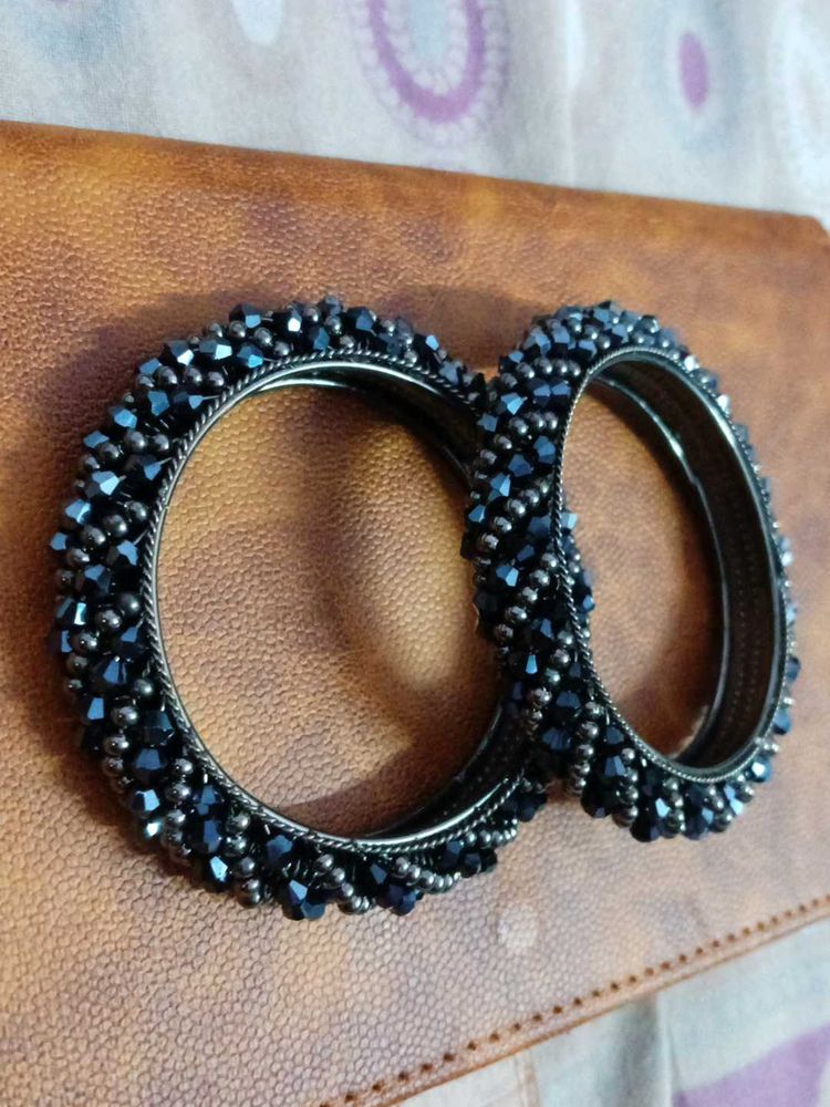 Elegant Black Beaded Bangles