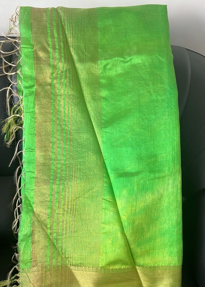 Vibrant Green Silk Saree