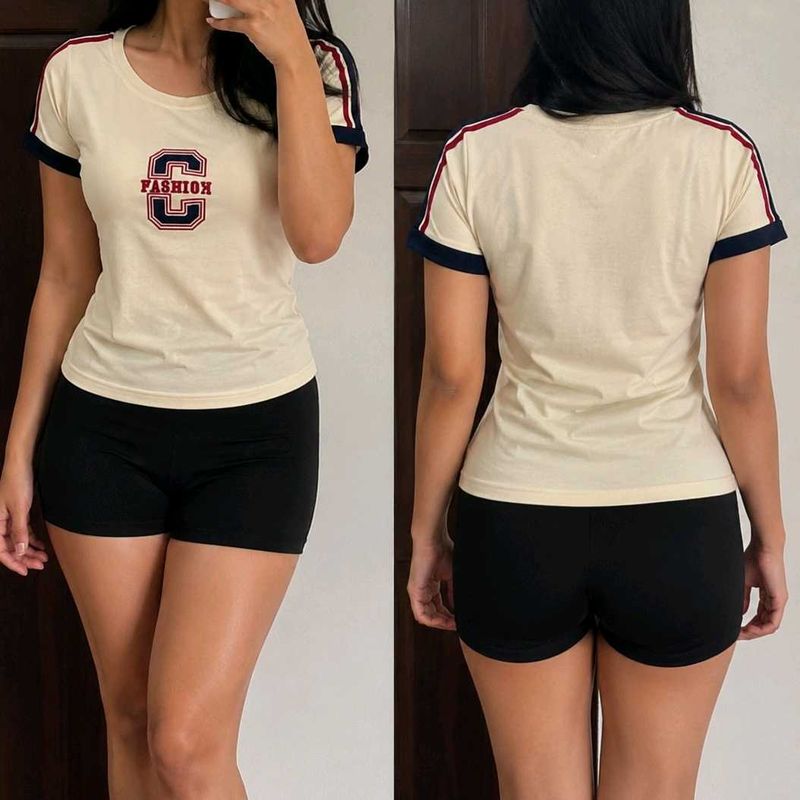 Cream Graphic Print T-Shirt