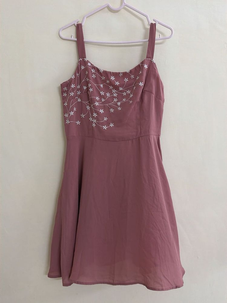 Mauve Dress with Embroidery