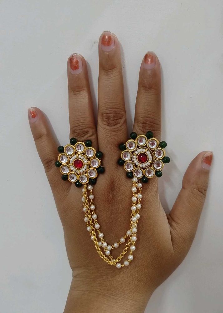 Statement Kundan Slave Bracelet Ring