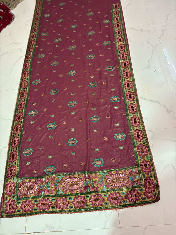 multicolour work Embroidered Saree