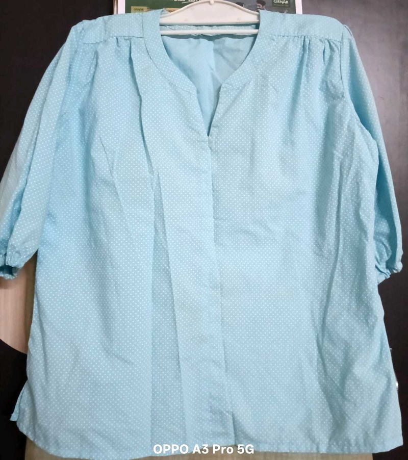 Light Blue Polka Dot Blouse