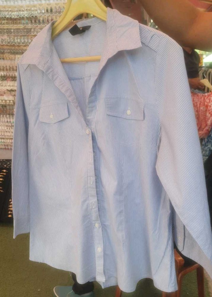 H&amp;M blue and white shirt
