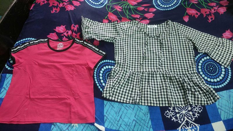 Cute Pink &amp; Gingham Tops Combo