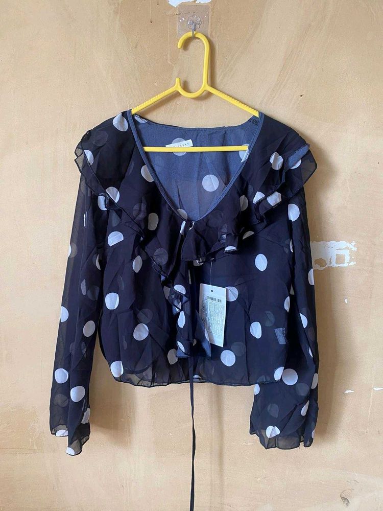 Polka Dot Ruffle Blouse