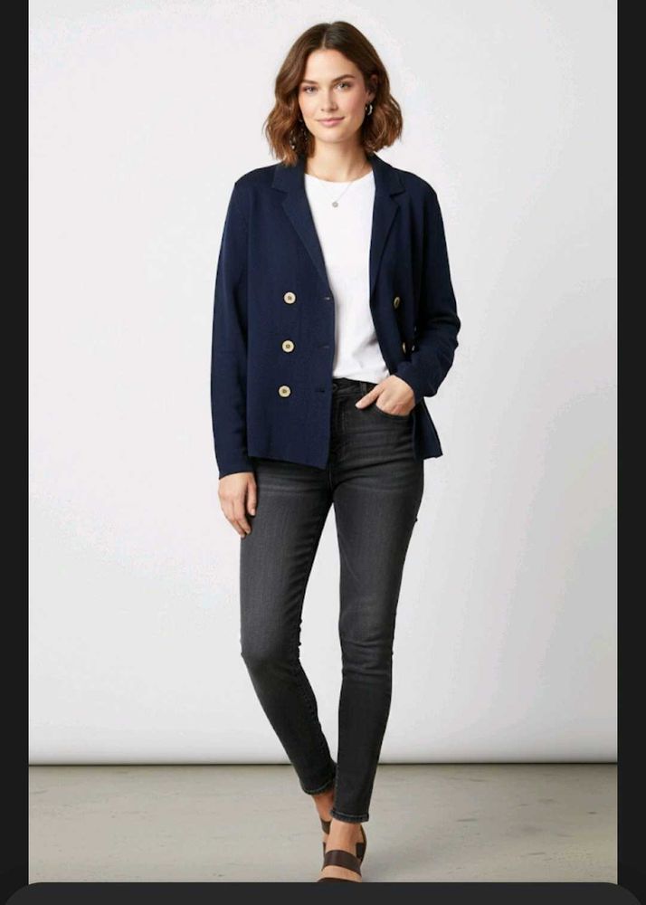 Navy Blue Double-Breasted Blazer