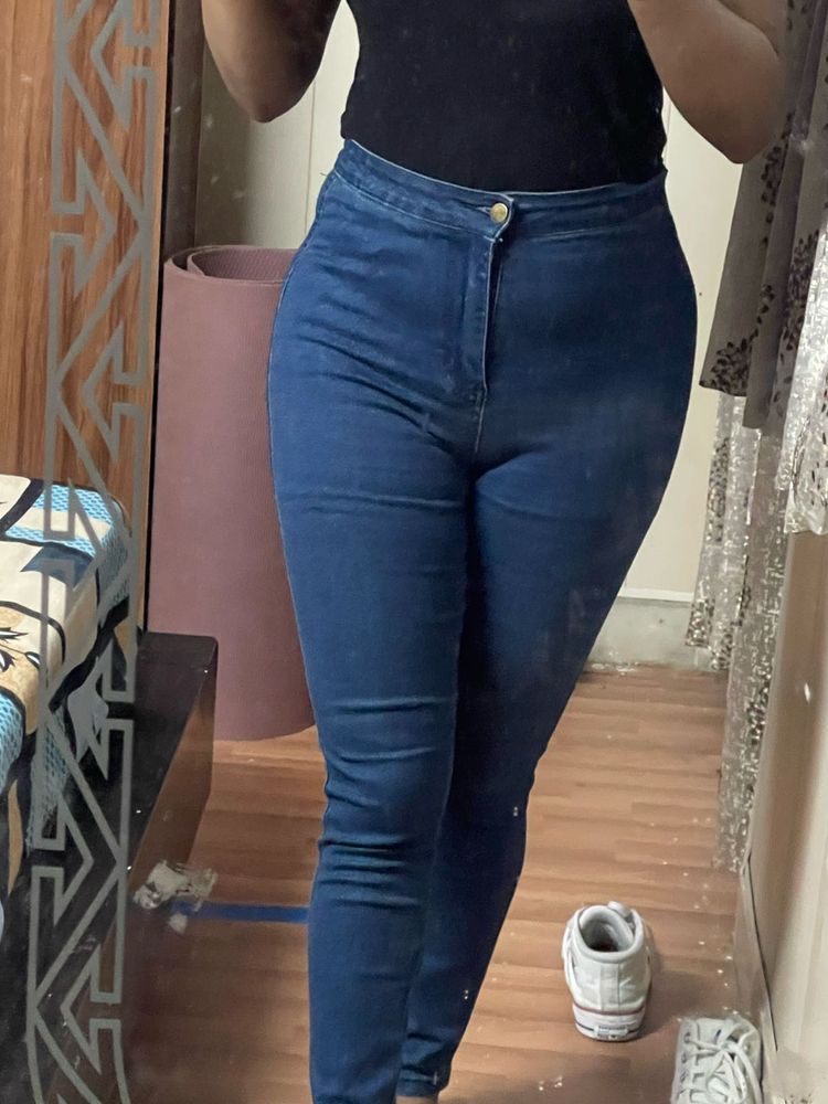 Shein Dark Blue Skinny Jeans (Super Stretchable).