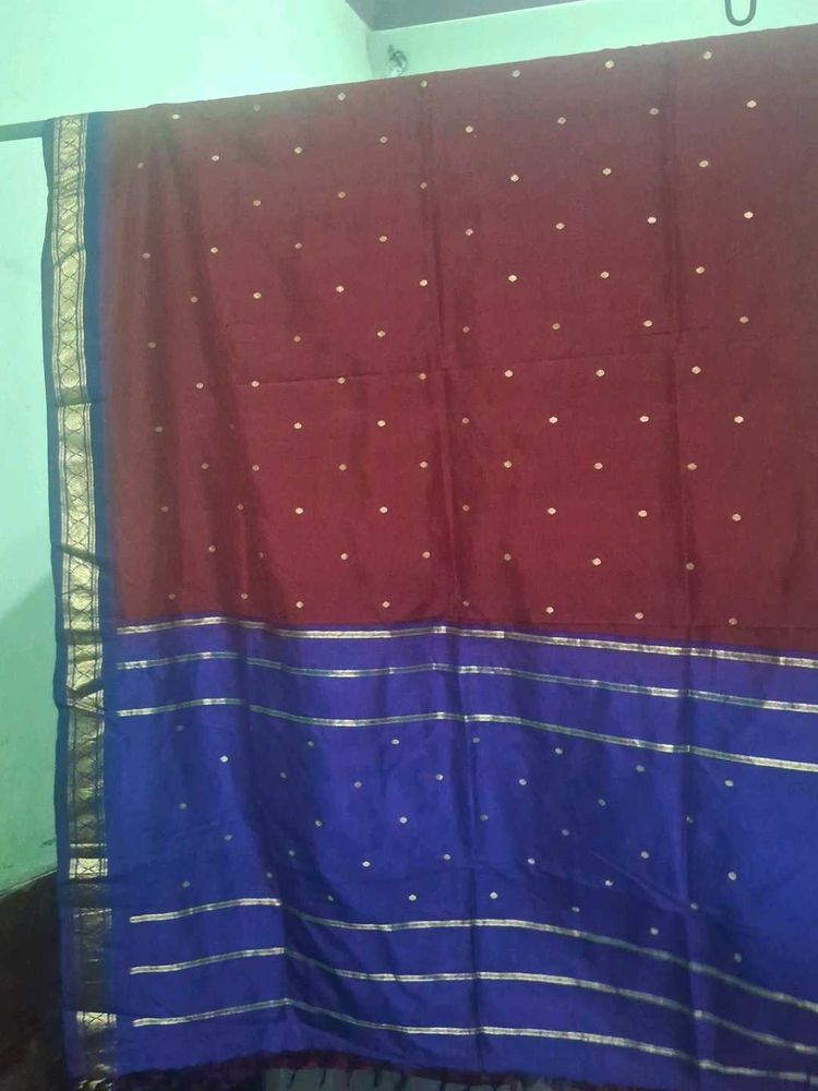 vintage  Maroon &amp; Blue silk saree