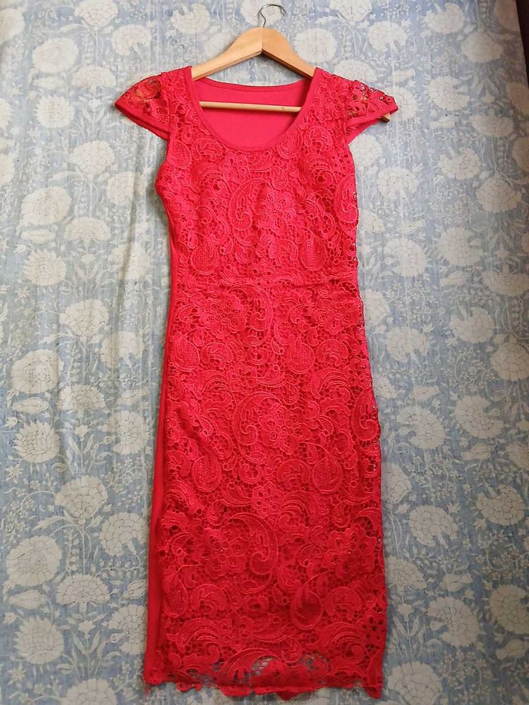 Elegant Red Lace Dress