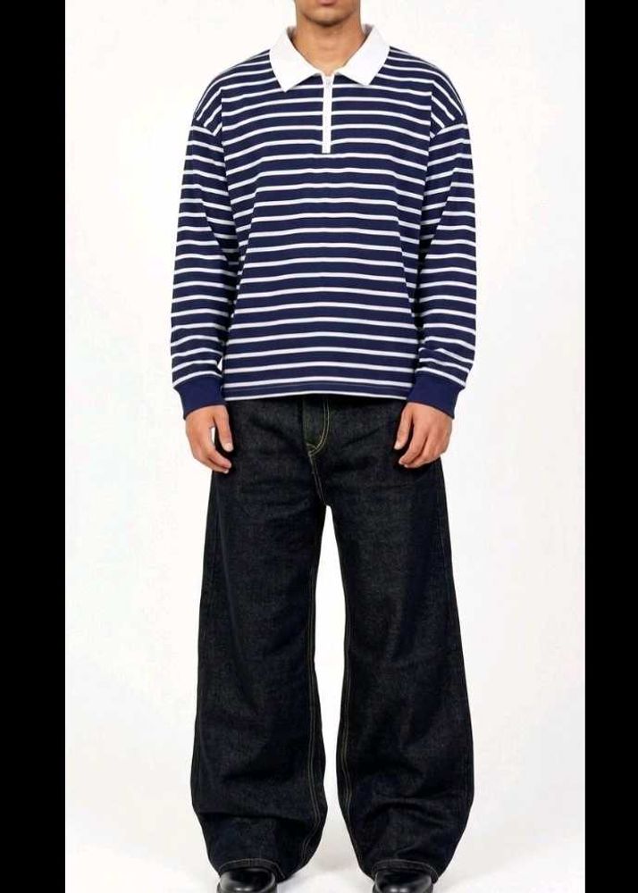 Oldmoney/ streetstyle navy blue stripes tshirt