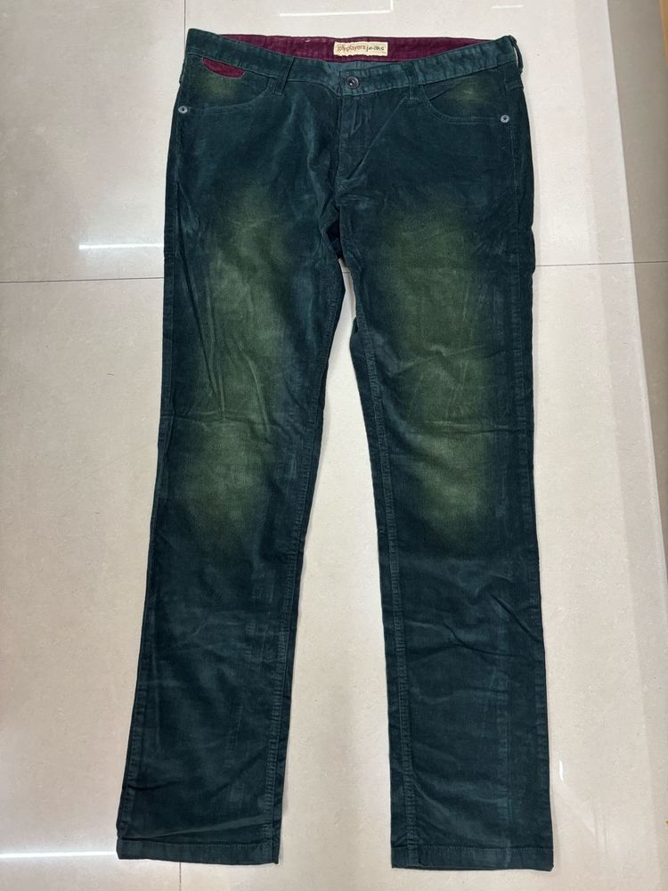 Dark Green Corduroy Jeans for Men