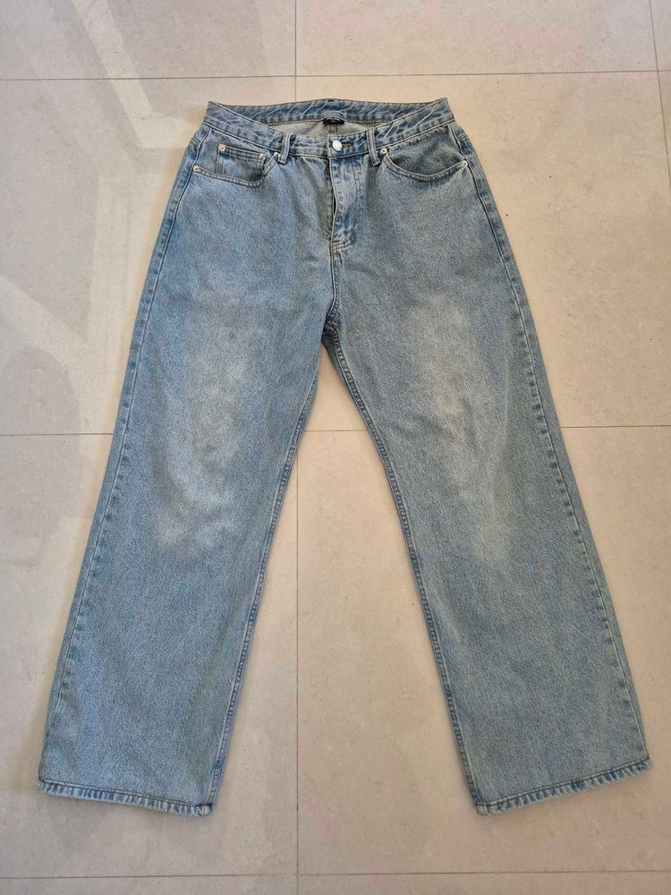 Blue stone Washed Wide Leg Jeans ( Vintage shade )