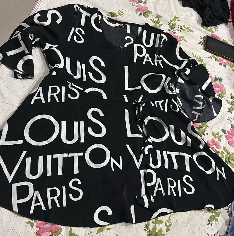 Black Louis Vuitton Print top