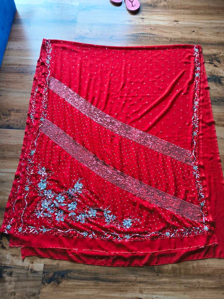 y2k Red heavy handwork Saree