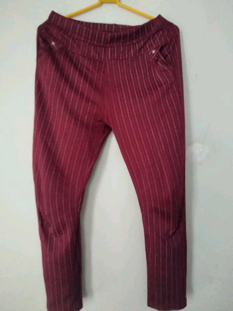 Maroon Pinstripe Pants