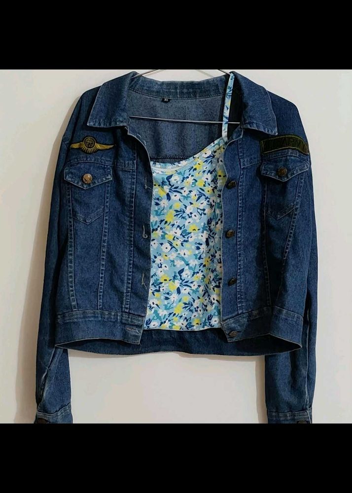 Denim Jacket with Floral Cami