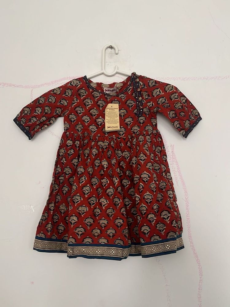 Baby Girl's Red Printed Dress