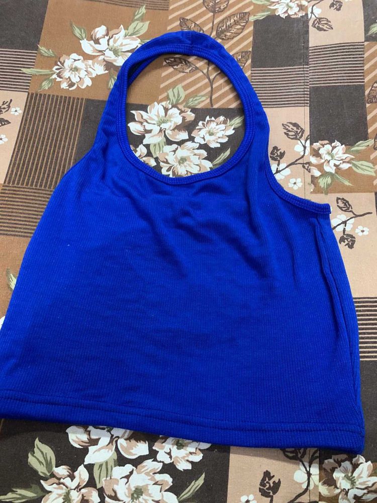 Vibrant Blue Halter Neck Tank Top