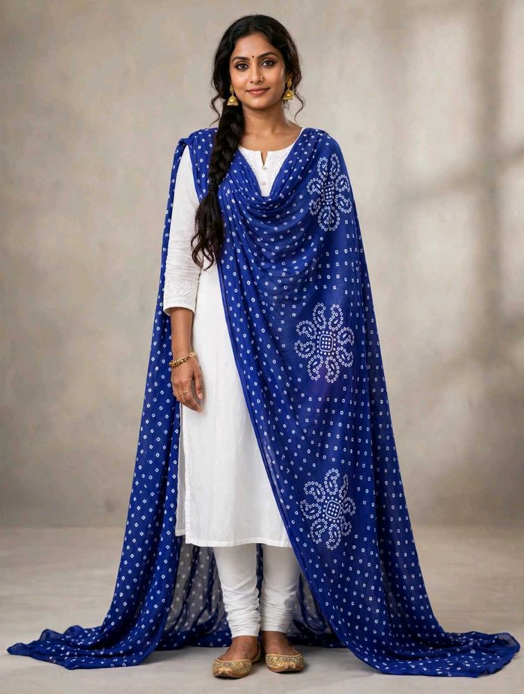 Vibrant Blue Bandhani Dupatta