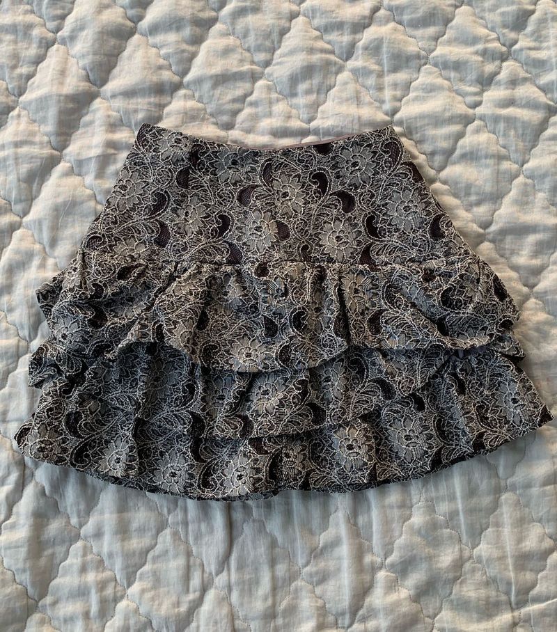 Tiered Patterned Mini Skirt