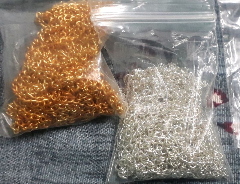 Chain Jewellery making golden silver 1+1 meters