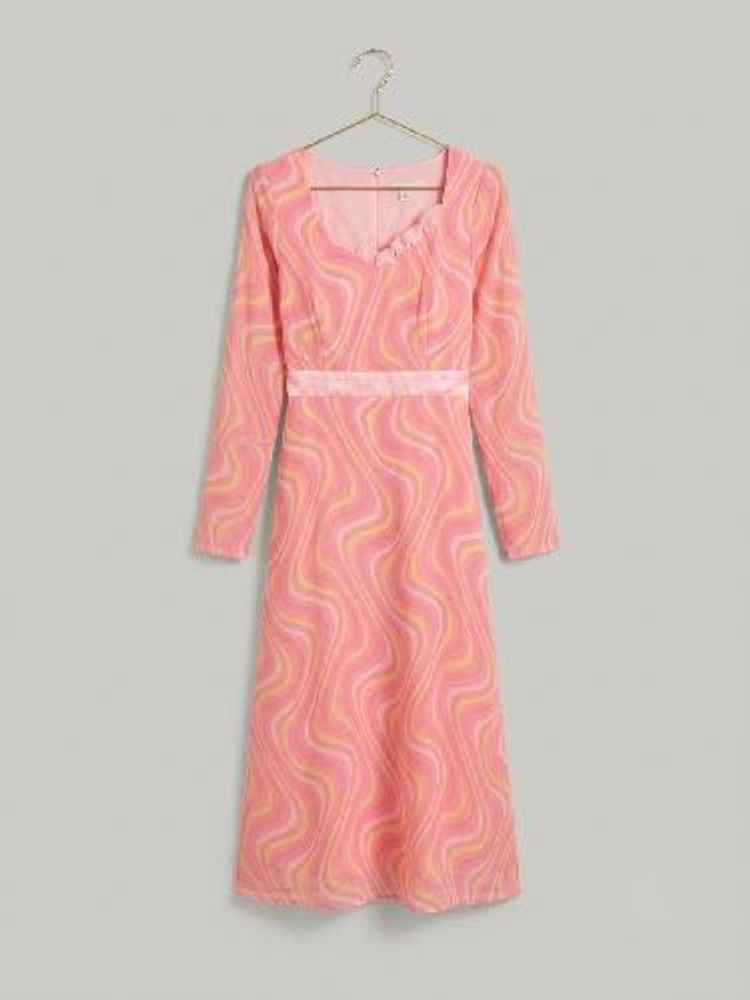 Retro Swirl Print Midi Dress