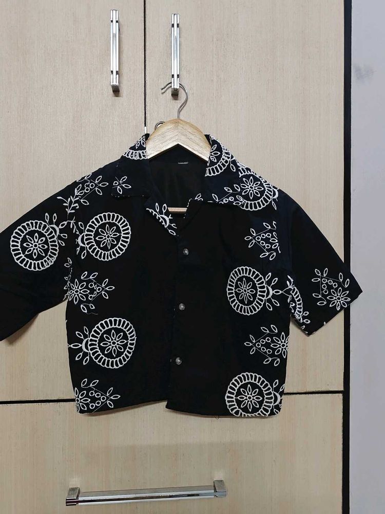 Stylish Black Embroidered Shirt