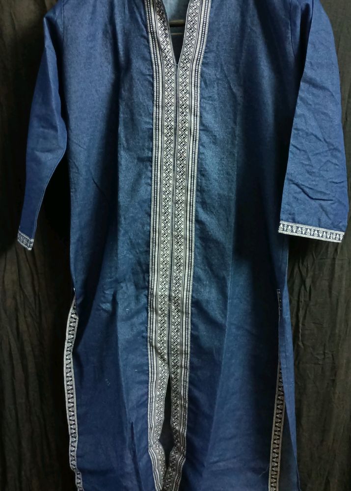 Denim Embroidered Kurti
