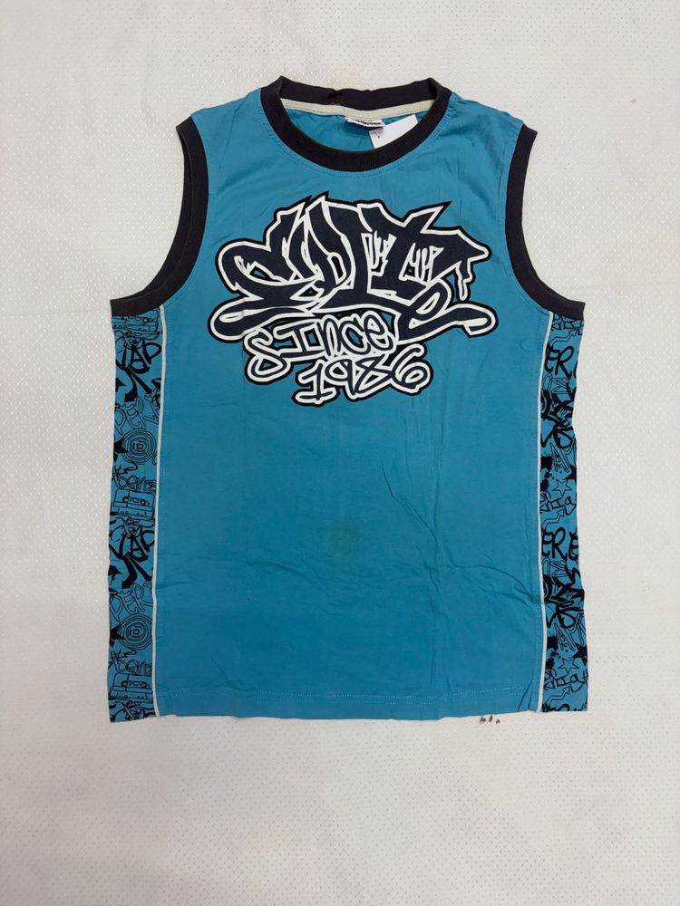 Blue Graffiti Sleeveless T-Shirt
