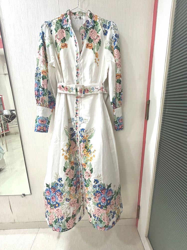 Floral Print Button-Up Midi Dress