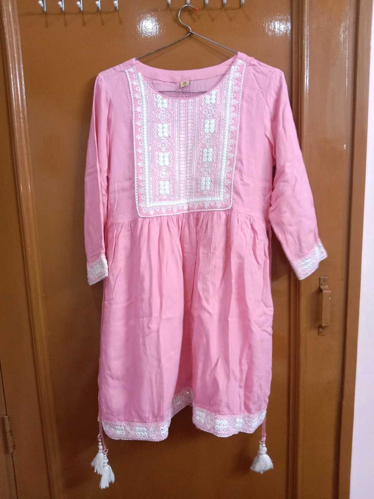 Pink Embroidered Sharara Suit Set