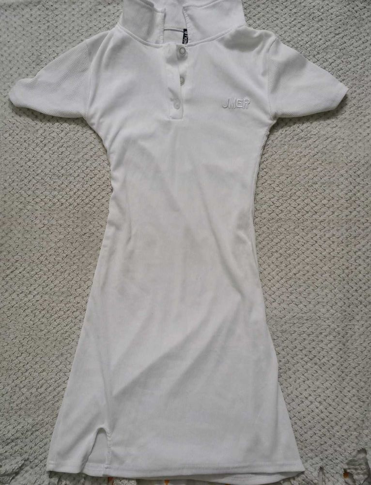White Collared Short Sleeve Dress