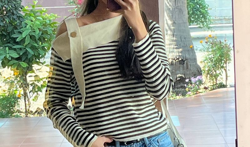 Striped One Shoulder Top