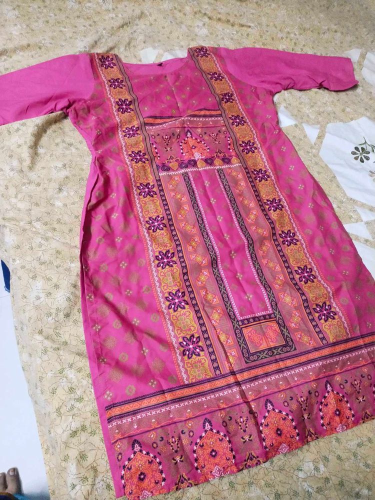 Pink Printed Kurta