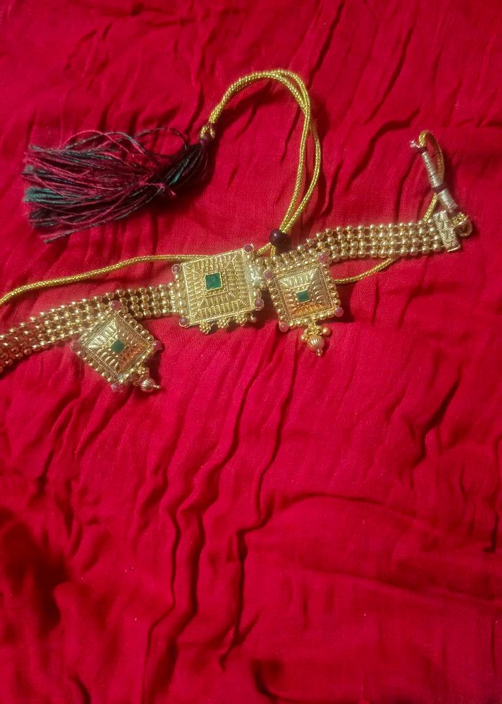 Gold-Plated Ethnic Choker Necklace Set