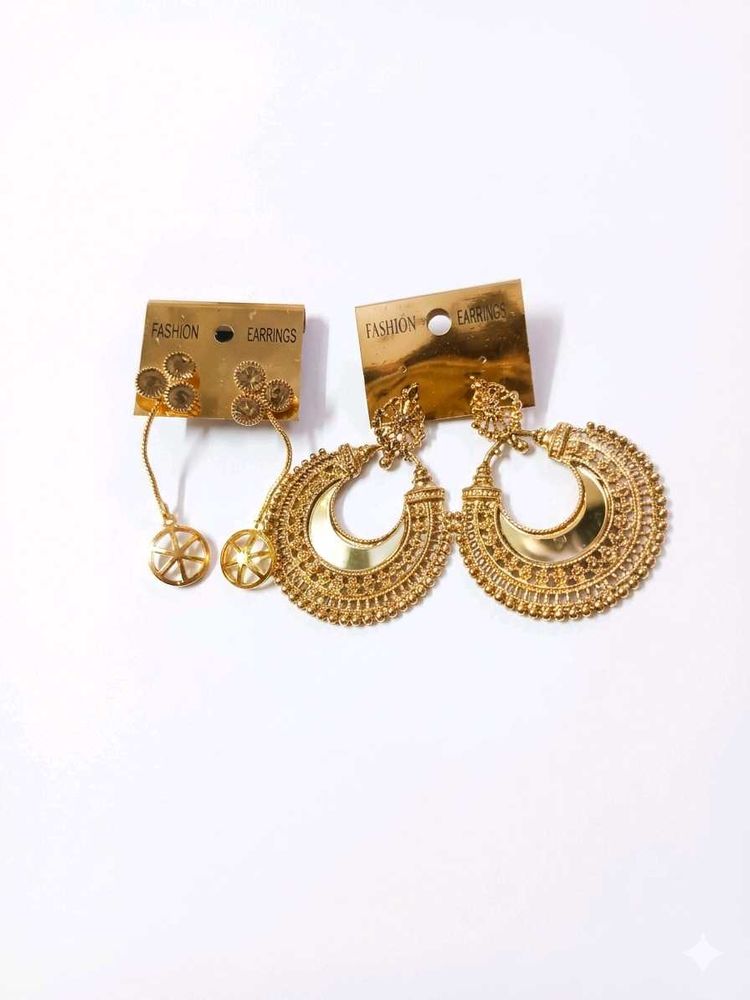 Golden Ethnic Earrings Set