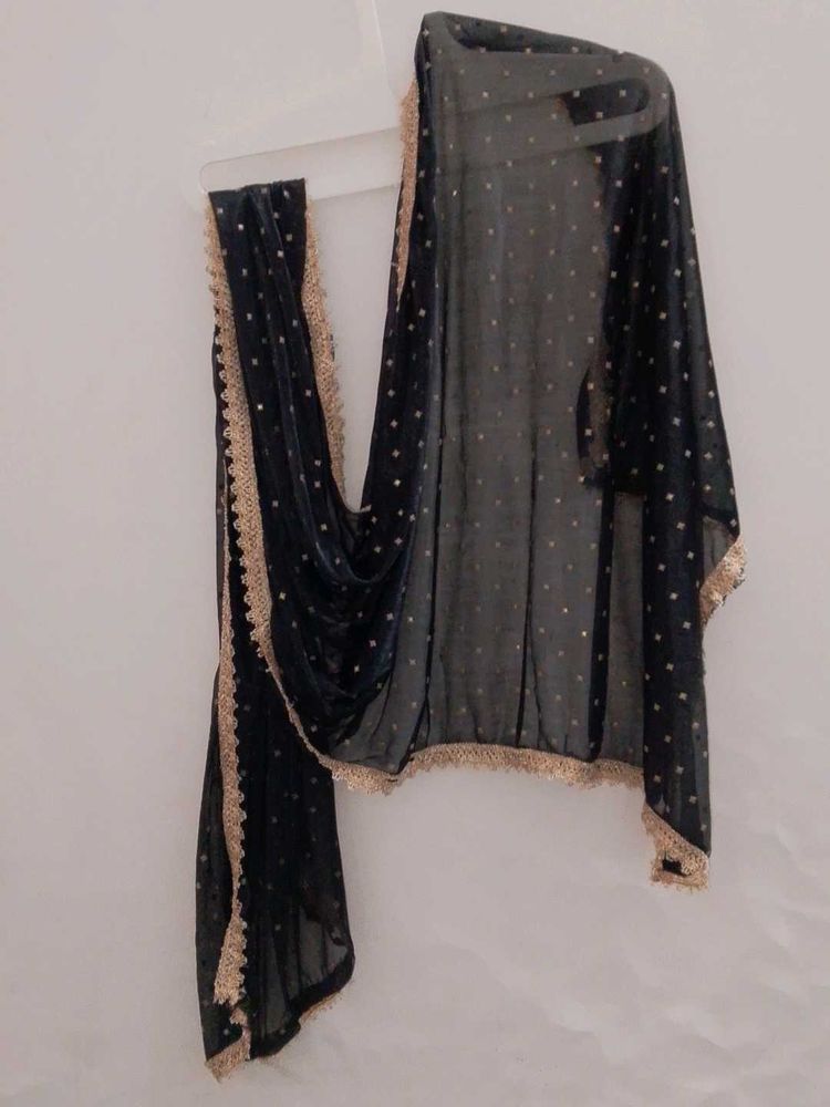 Elegant Black &amp; Gold Embellished Dupatta