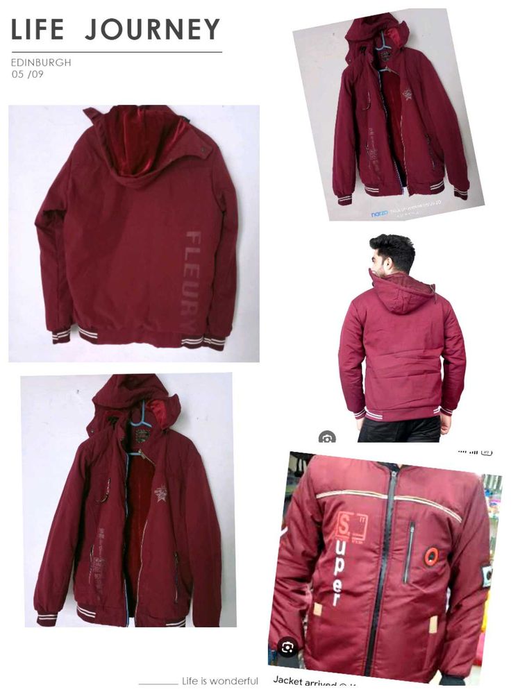 Maroon Hooded Jacket