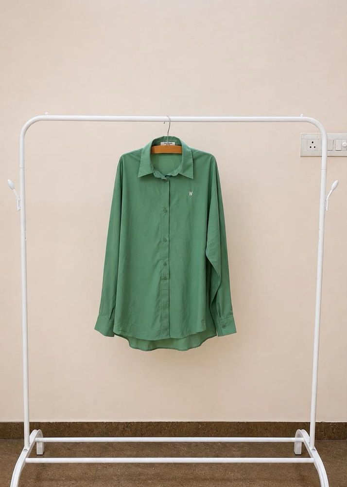 Green Collared Button-Up Shirt